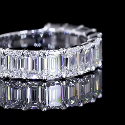4.10 CTTW Emerald Lab Diamond Full Eternity Sz. 6.5 14k White Gold (F Color and VS1 Clarity)