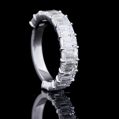 4.10 CTTW Emerald Lab Diamond Full Eternity Sz. 6.5 14k White Gold (F Color and VS1 Clarity)