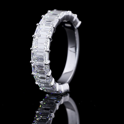 4.10 CTTW Emerald Lab Diamond Full Eternity Sz. 6.5 14k White Gold (F Color and VS1 Clarity)