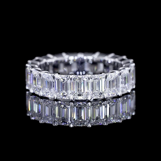 5.61 CTTW Emerald Lab Diamond Full Eternity Sz. 6 14k White Gold E Color and VS1 Clarity jewelry-spot-usa