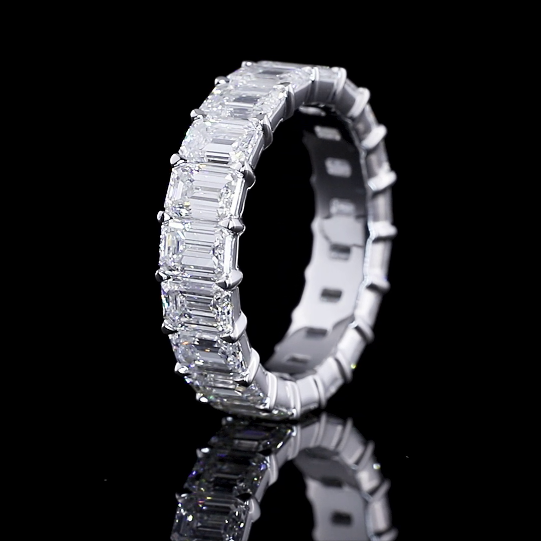 5.61 CTTW Emerald Lab Diamond Full Eternity Sz. 6 14k White Gold E Color and VS1 Clarity jewelry-spot-usa