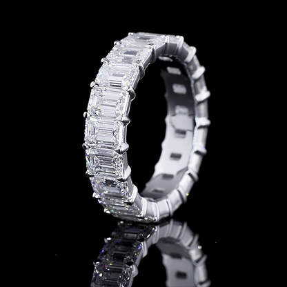 5.61 CTTW Emerald Lab Diamond Full Eternity Sz. 6 14k White Gold E Color and VS1 Clarity jewelry-spot-usa