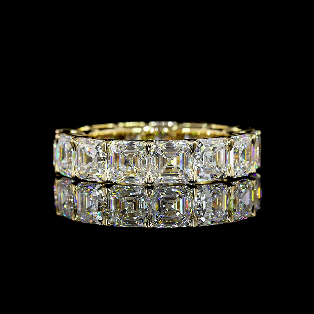 7.96 CTTW Asscher Lab Diamond Full Eternity Sz. 6.5 14k Yellow Gold E Color and VS Clarity jewelry-spot-usa