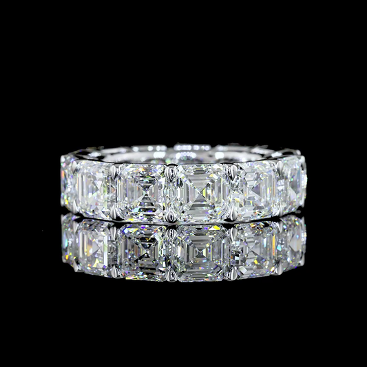 13.09 CTTW Asscher Lab Diamond Full Eternity Sz. 6.5 (E Color and VS1 Clarity)