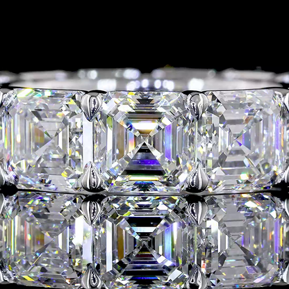13.09 CTTW Asscher Lab Diamond Full Eternity Sz. 6.5 (E Color and VS1 Clarity)