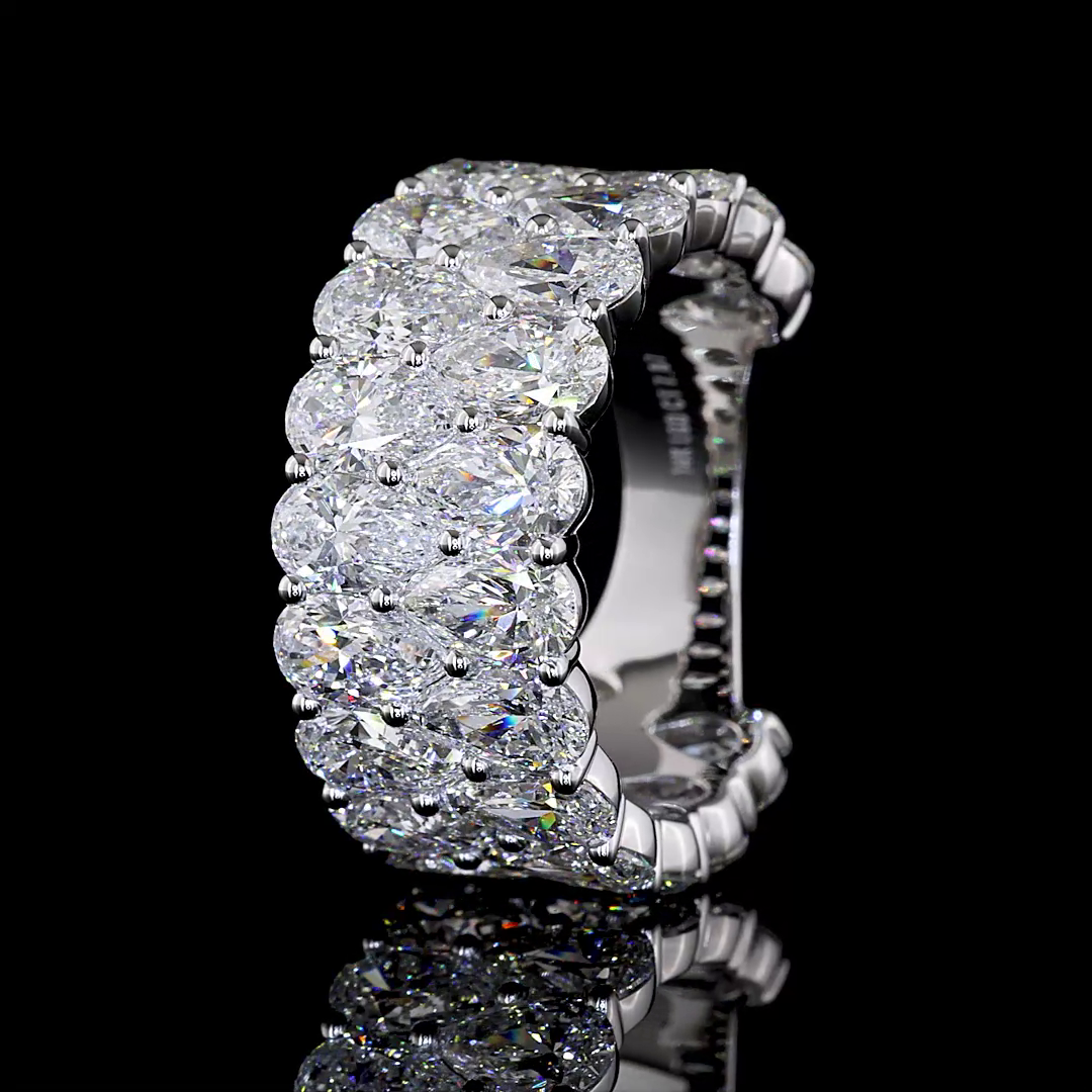 7.87 CTTW Pear Lab Diamond 3/4 Eternity Band Sz. 6.5 14k White Gold E Color and VS Clarity jewelry-spot-usa