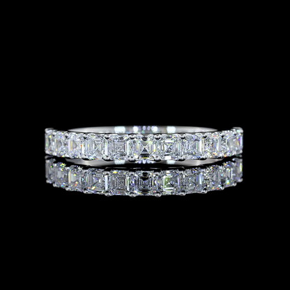 1.13 CTTW Asscher Lab Diamond Half Eternity Eternity Band Sz. 6.5 14k White Gold (E Color and VS Clarity)