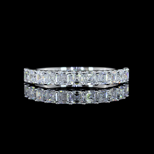 1.13 CTTW Asscher Lab Diamond Half Eternity Eternity Band Sz. 6.5 14k White Gold (E Color and VS Clarity)