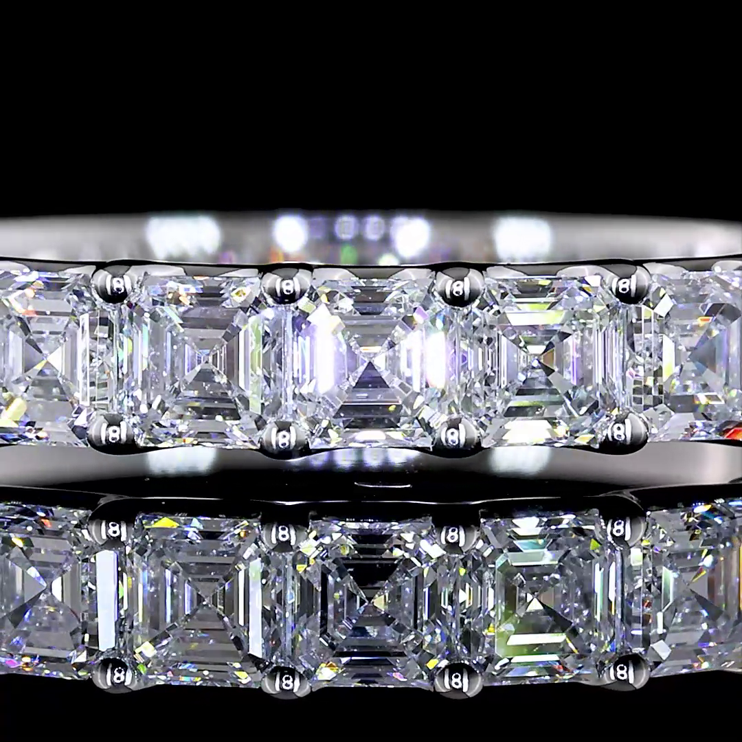 1.13 CTTW Asscher Lab Diamond Half Eternity Eternity Band Sz. 6.5 14k White Gold (E Color and VS Clarity)