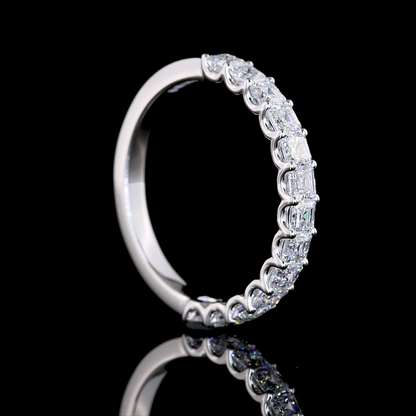 1.13 CTTW Asscher Lab Diamond Half Eternity Eternity Band Sz. 6.5 14k White Gold (E Color and VS Clarity)