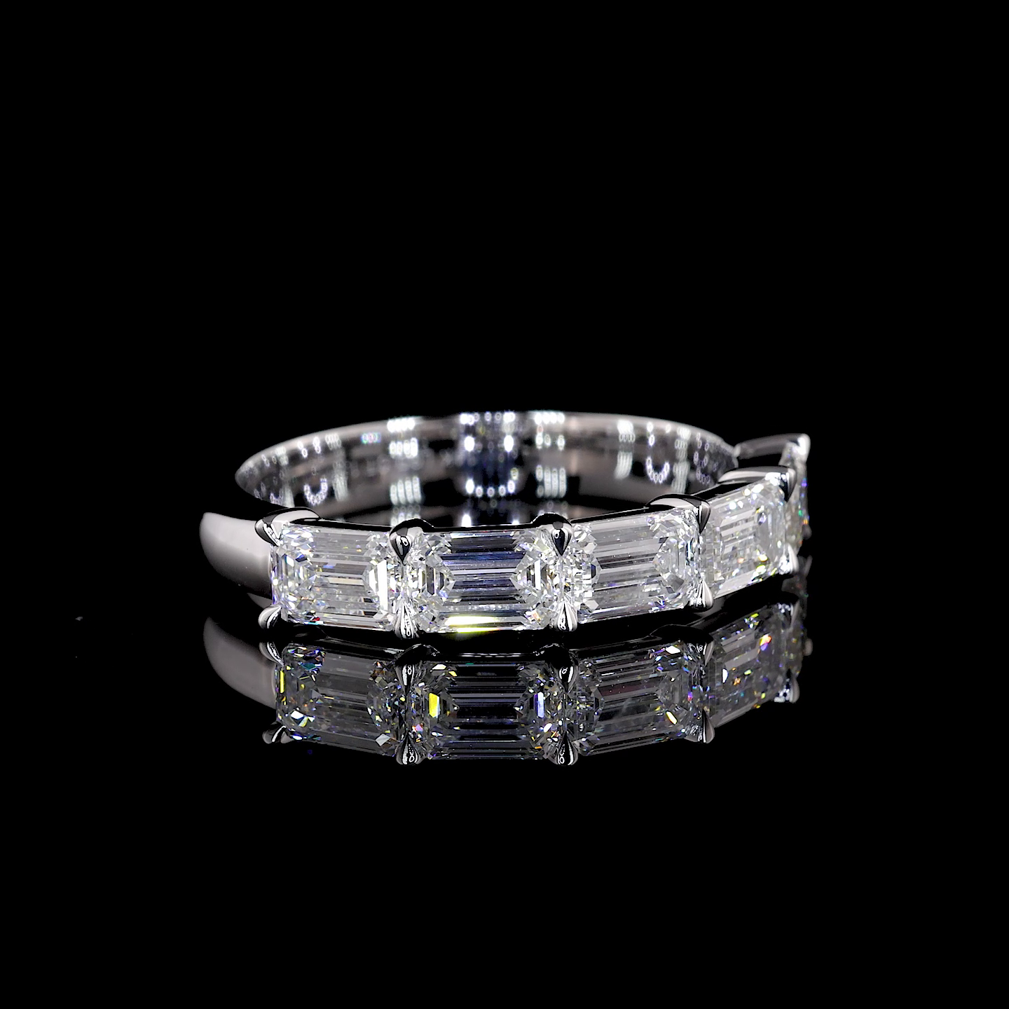 1.57 CTTW Emerald Lab Grown Diamond 5 Stones Eternity Band Sz. 6 (E Color and VVS2 Clarity)