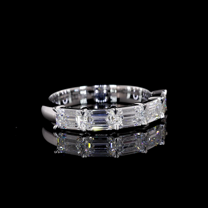 1.57 CTTW Emerald Lab Grown Diamond 5 Stones Eternity Band Sz. 6 (E Color and VVS2 Clarity)