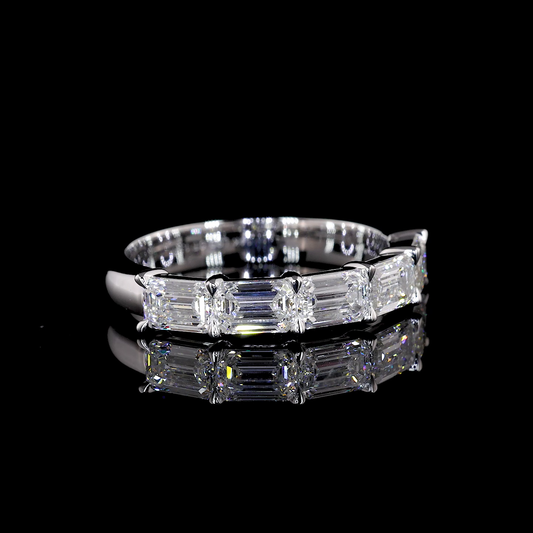 1.57 CTTW Emerald Lab Grown Diamond 5 Stones Eternity Band Sz. 6 (E Color and VVS2 Clarity)