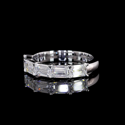 1.57 CTTW Emerald Lab Grown Diamond 5 Stones Eternity Band Sz. 6 (E Color and VVS2 Clarity)