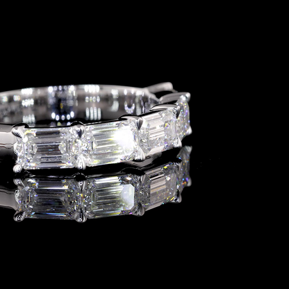 1.57 CTTW Emerald Lab Grown Diamond 5 Stones Eternity Band Sz. 6 (E Color and VVS2 Clarity)