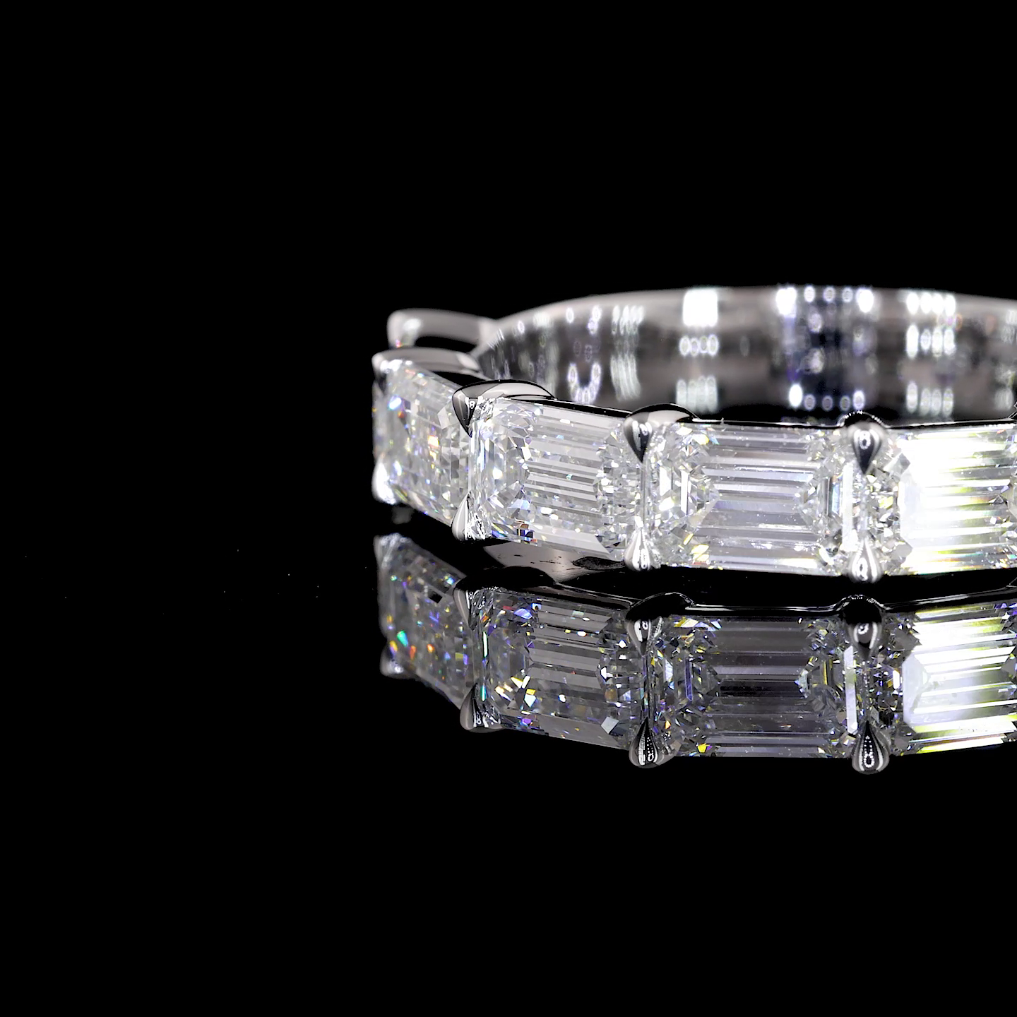 1.57 CTTW Emerald Lab Grown Diamond 5 Stones Eternity Band Sz. 6 (E Color and VVS2 Clarity)