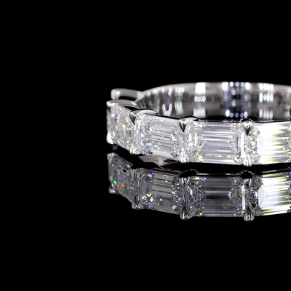 1.57 CTTW Emerald Lab Grown Diamond 5 Stones Eternity Band Sz. 6 (E Color and VVS2 Clarity)