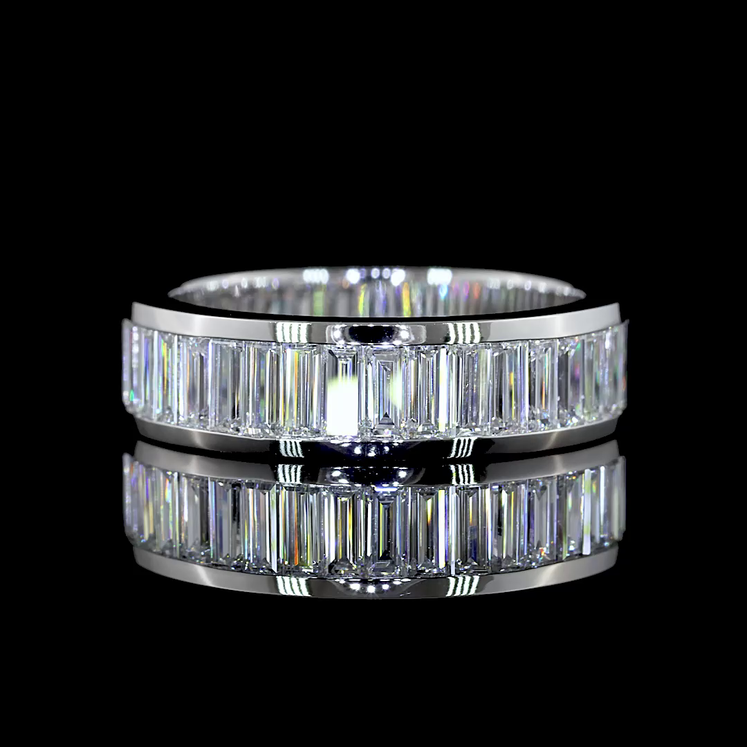 2.25 CTTW Baguette Lab Diamond 3/4 Eternity Band Sz. 6.5 (E Color and VS Clarity)