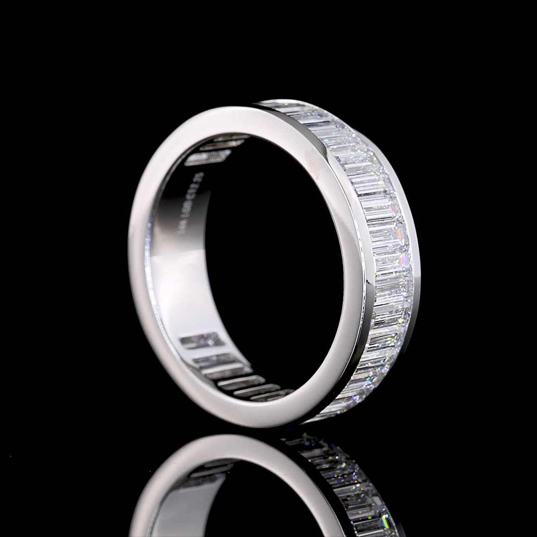 2.25 CTTW Baguette Lab Diamond 3/4 Eternity Band Sz. 6.5 (E Color and VS Clarity)