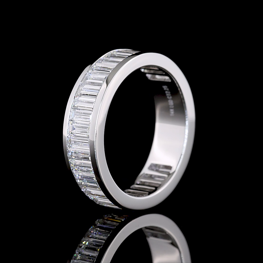 2.25 CTTW Baguette Lab Diamond 3/4 Eternity Band Sz. 6.5 (E Color and VS Clarity)