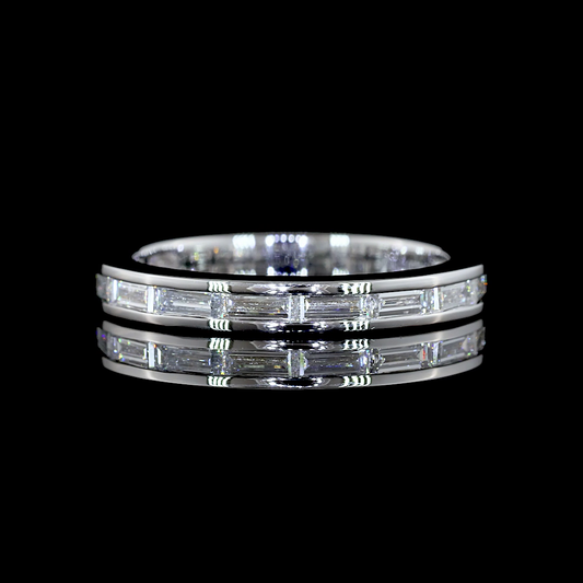 0.83 CTTW Baguette Lab Diamond 3/4 Eternity Band Sz. 6.5 14k White Gold E Color and VS1 Clarity jewelry-spot-usa