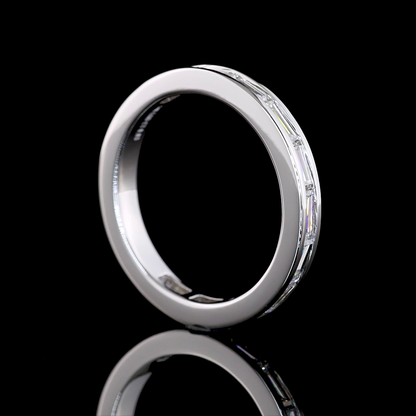 0.83 CTTW Baguette Lab Diamond 3/4 Eternity Band Sz. 6.5 14k White Gold E Color and VS1 Clarity jewelry-spot-usa