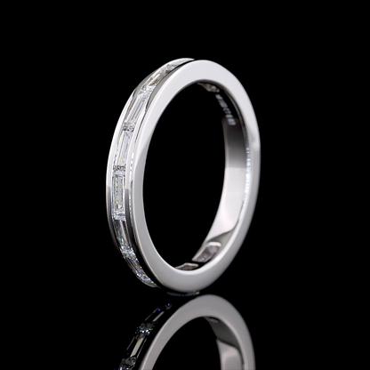 0.83 CTTW Baguette Lab Diamond 3/4 Eternity Band Sz. 6.5 14k White Gold E Color and VS1 Clarity jewelry-spot-usa