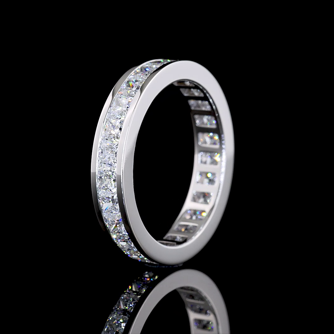 2.52 CTTW Princess Lab Diamond Full Eternity Sz. 6.5 14k White Gold E Color and VS Clarity jewelry-spot-usa