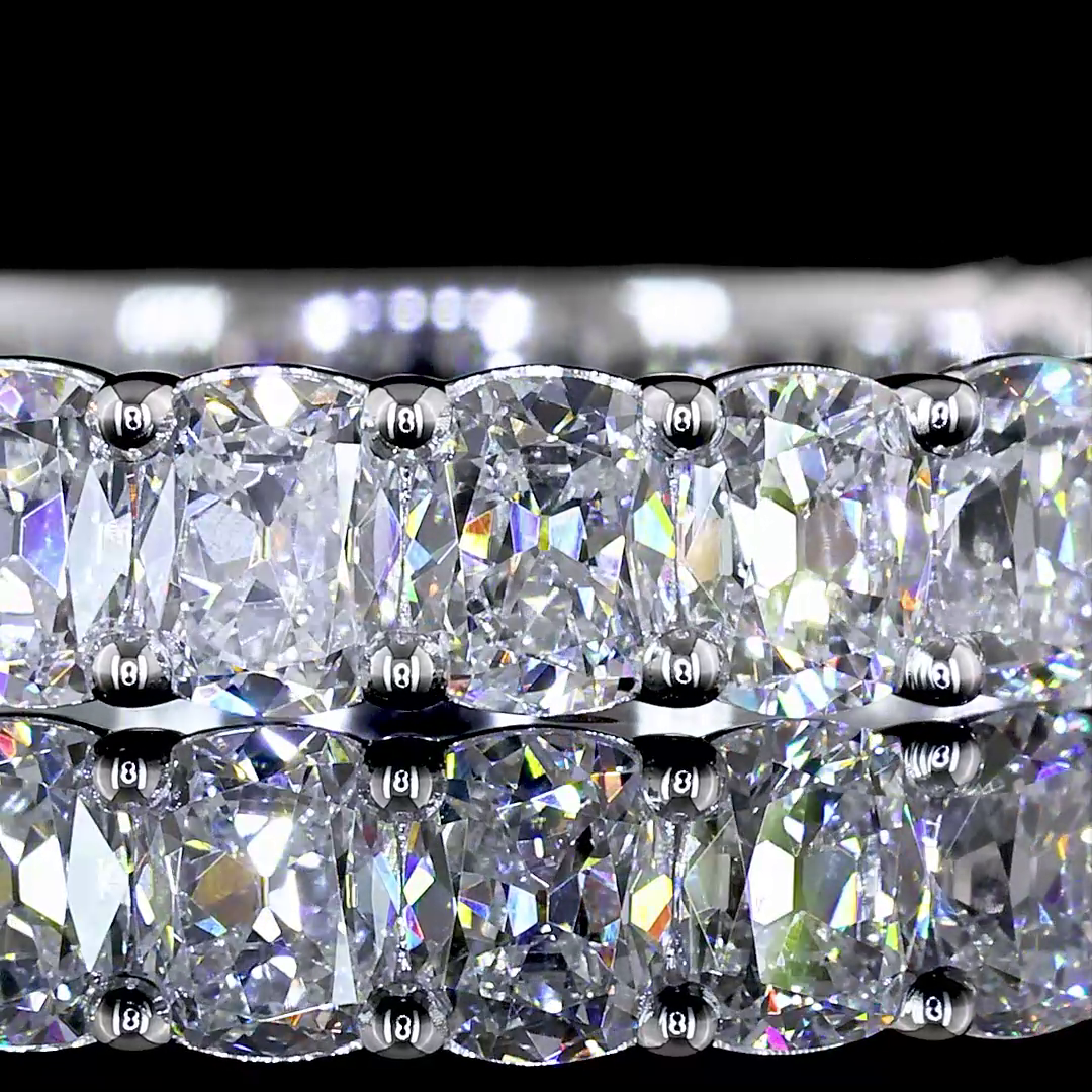 1.98 CTTW Antique Cushion Lab Diamond 3/4 Eternity Band Sz. 6.5 14k White Gold (E Color and VS Clarity)