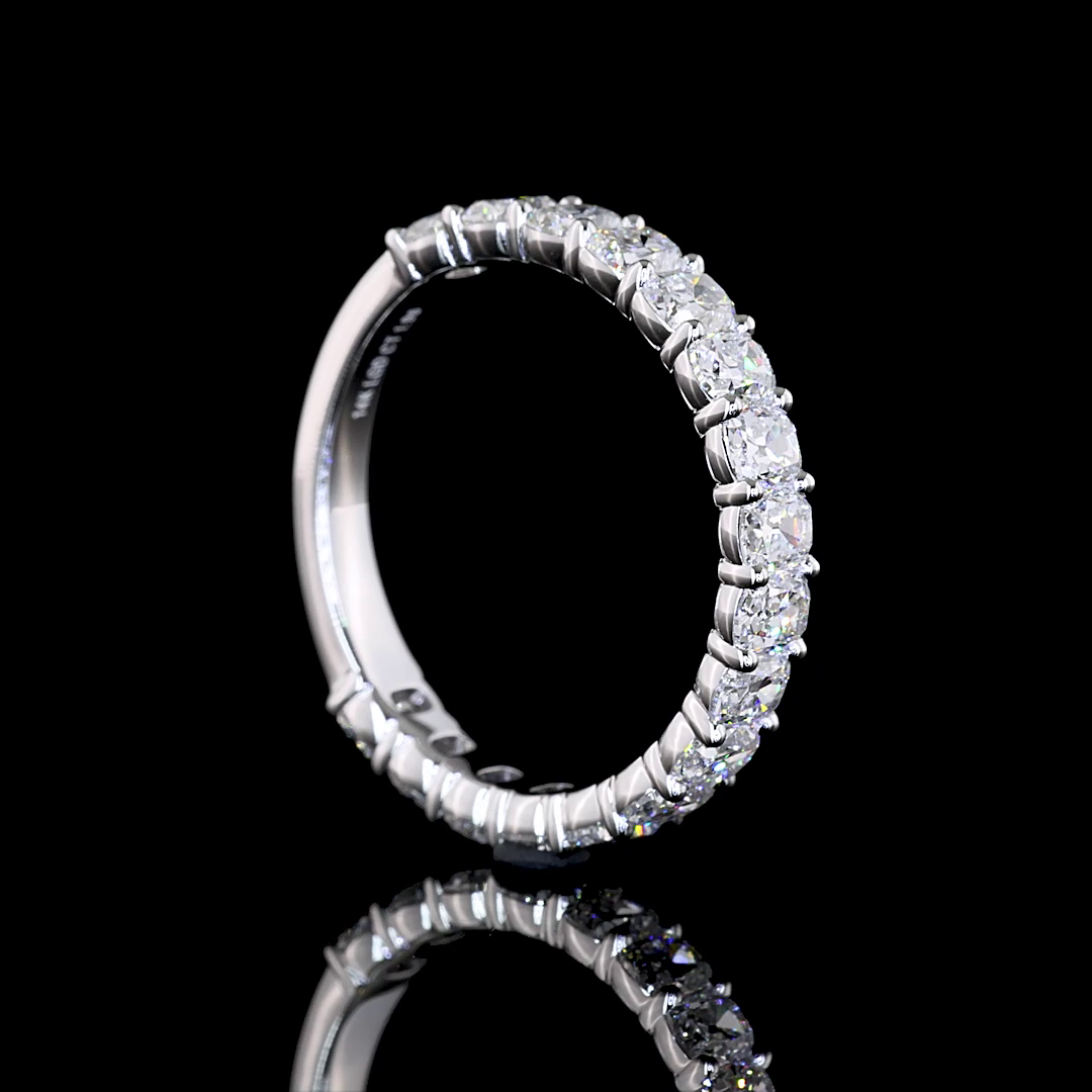 1.98 CTTW Antique Cushion Lab Diamond 3/4 Eternity Band Sz. 6.5 14k White Gold (E Color and VS Clarity)