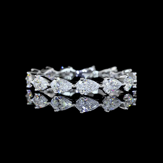 1.44 CTTW Pear Lab Diamond Full Eternity Sz. 6.5 14k White Gold E Color and VS Clarity jewelry-spot-usa