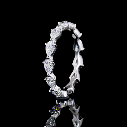1.44 CTTW Pear Lab Diamond Full Eternity Sz. 6.5 14k White Gold E Color and VS Clarity jewelry-spot-usa