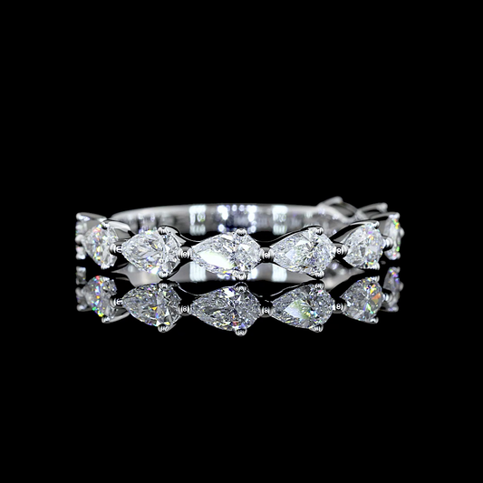 1.05 CTTW Pear Lab Diamond 3/4 Eternity Band Sz. 6.5 (E Color and VS Clarity)