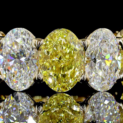 7.92 CTTW Oval Lab Diamond 7 Stones Eternity Band Sz. 6.5 14k Yellow Gold Fancy Vivid Yellow Color and VS2 Clarity jewelry-spot-usa