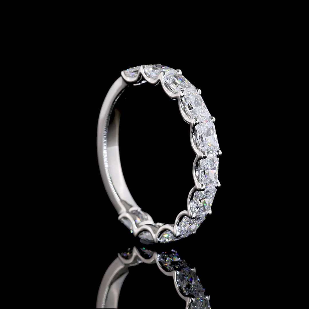 1.29 CTTW Radiant Lab Diamond 3/4 Eternity Band Sz. 4.25 (E Color and VS Clarity)