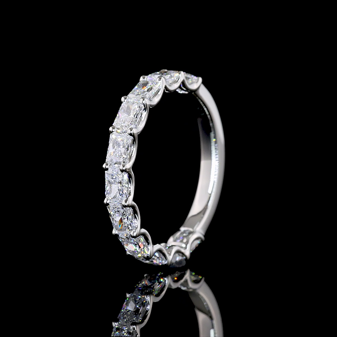 1.29 CTTW Radiant Lab Diamond 3/4 Eternity Band Sz. 4.25 (E Color and VS Clarity)