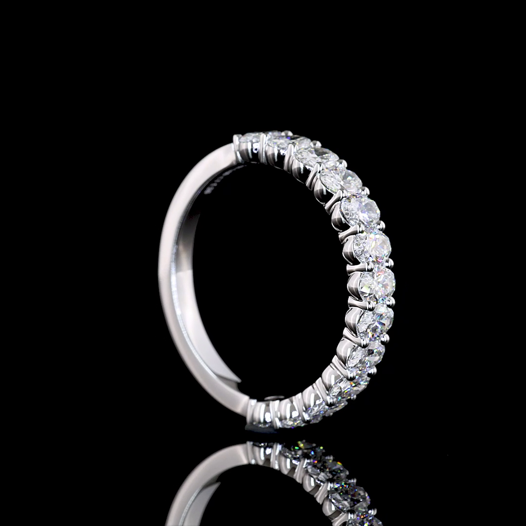 1.36 CTTW Oval Lab Diamond Half Eternity Eternity Band Sz. 6.5 14k White Gold E Color and VS Clarity jewelry-spot-usa