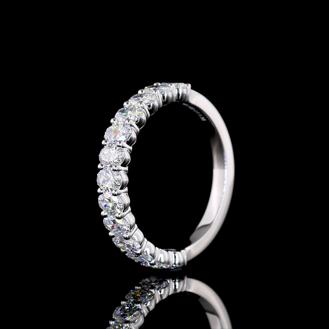 1.36 CTTW Oval Lab Diamond Half Eternity Eternity Band Sz. 6.5 14k White Gold E Color and VS Clarity jewelry-spot-usa