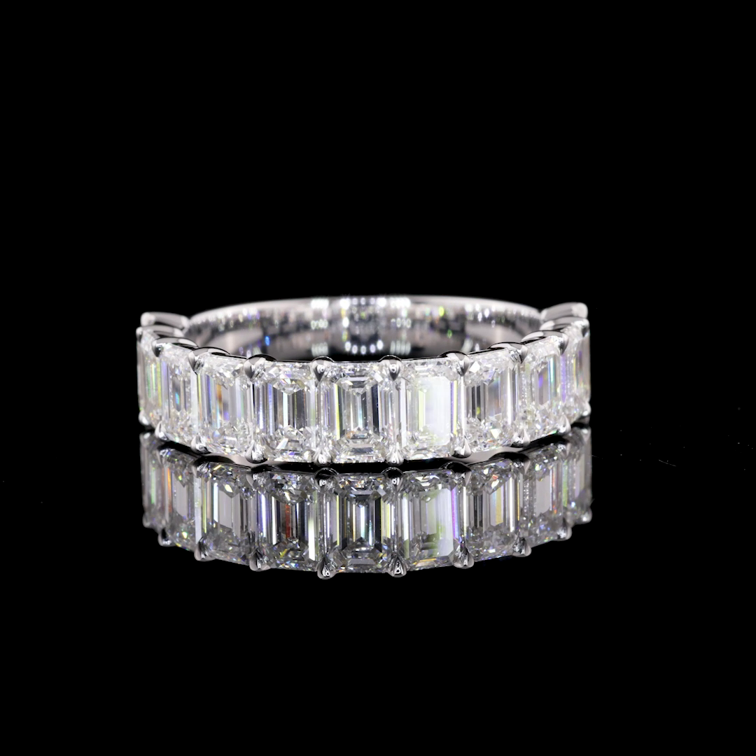 2.04 CTTW Emerald Lab Diamond Half Eternity Eternity Band (F Color and VVS2 Clarity)