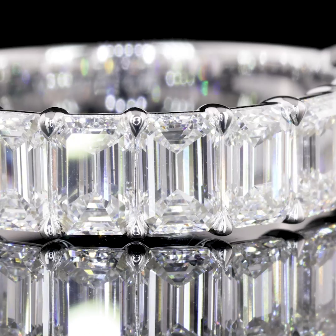 2.04 CTTW Emerald Lab Diamond Half Eternity Eternity Band (F Color and VVS2 Clarity)