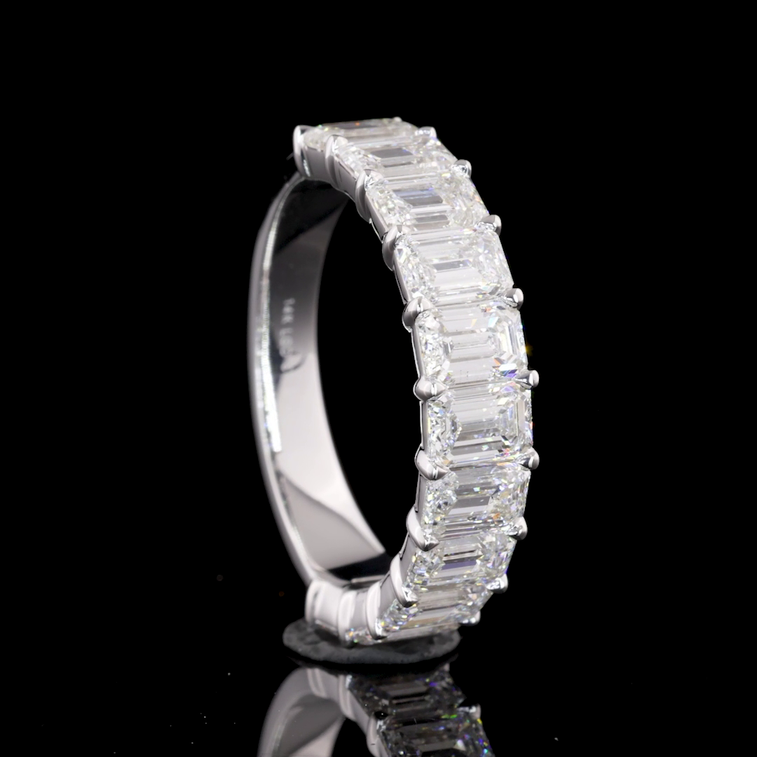 2.04 CTTW Emerald Lab Diamond Half Eternity Eternity Band (F Color and VVS2 Clarity)