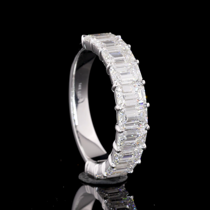 2.04 CTTW Emerald Lab Diamond Half Eternity Eternity Band (F Color and VVS2 Clarity)
