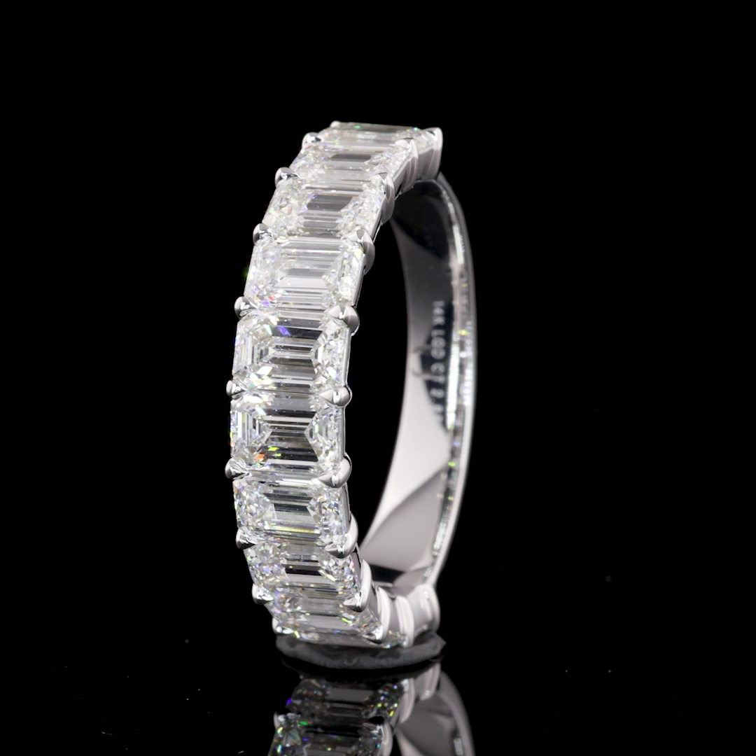 2.04 CTTW Emerald Lab Diamond Half Eternity Eternity Band (F Color and VVS2 Clarity)