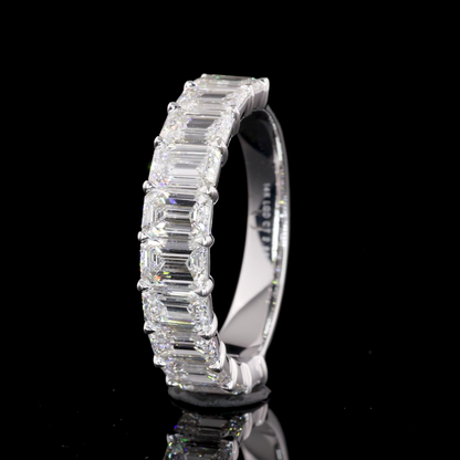 2.04 CTTW Emerald Lab Diamond Half Eternity Eternity Band (F Color and VVS2 Clarity)