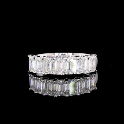 3.12 CTTW Emerald Lab Diamond Half Eternity Eternity Band Sz. 6.5 14k White Gold D Color and VVS2 Clarity jewelry-spot-usa
