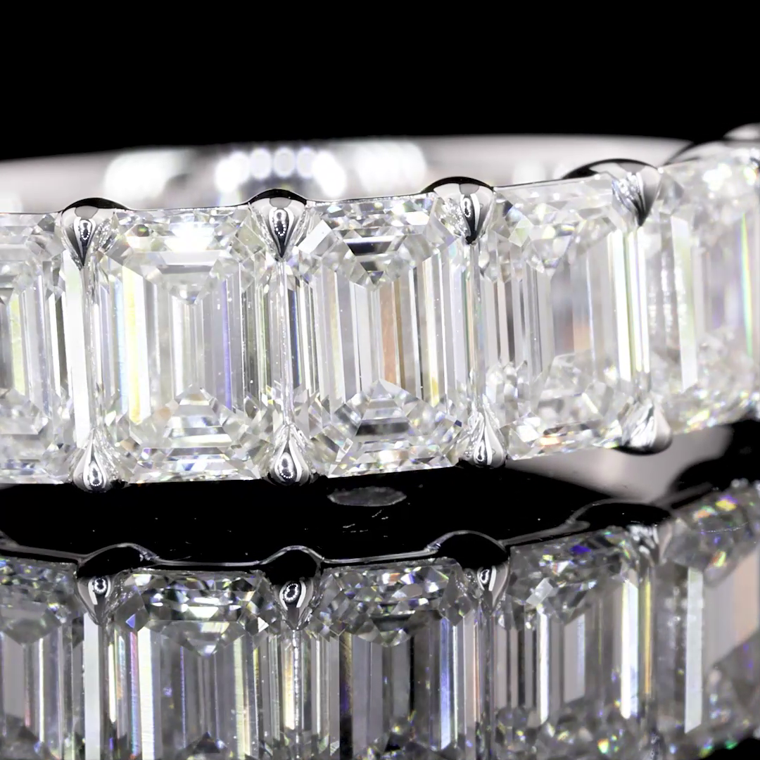 3.12 CTTW Emerald Lab Diamond Half Eternity Eternity Band Sz. 6.5 14k White Gold D Color and VVS2 Clarity jewelry-spot-usa