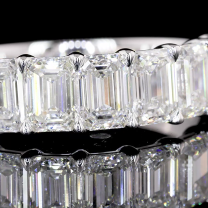 3.12 CTTW Emerald Lab Diamond Half Eternity Eternity Band Sz. 6.5 14k White Gold D Color and VVS2 Clarity jewelry-spot-usa