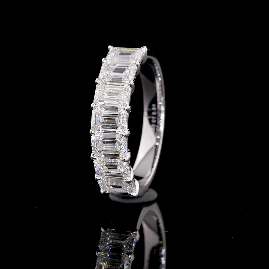 3.12 CTTW Emerald Lab Diamond Half Eternity Eternity Band Sz. 6.5 14k White Gold D Color and VVS2 Clarity jewelry-spot-usa