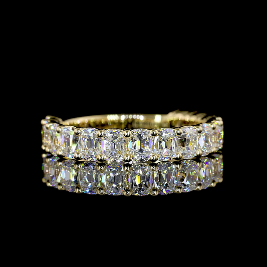 2.11 CTTW Antique Cushion Lab Diamond 3/4 Eternity Band Sz. 7 14k Yellow Gold (F Color and VS1 Clarity)