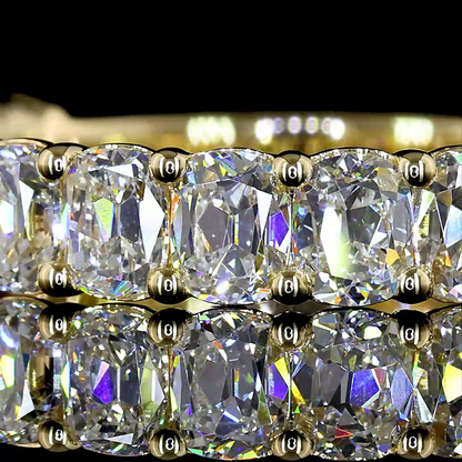 2.11 CTTW Antique Cushion Lab Diamond 3/4 Eternity Band Sz. 7 14k Yellow Gold (F Color and VS1 Clarity)